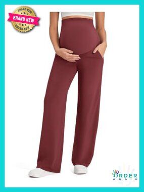 Maternity Over the Belly Wide Leg Yoga Pants High Stretch Work Trousers